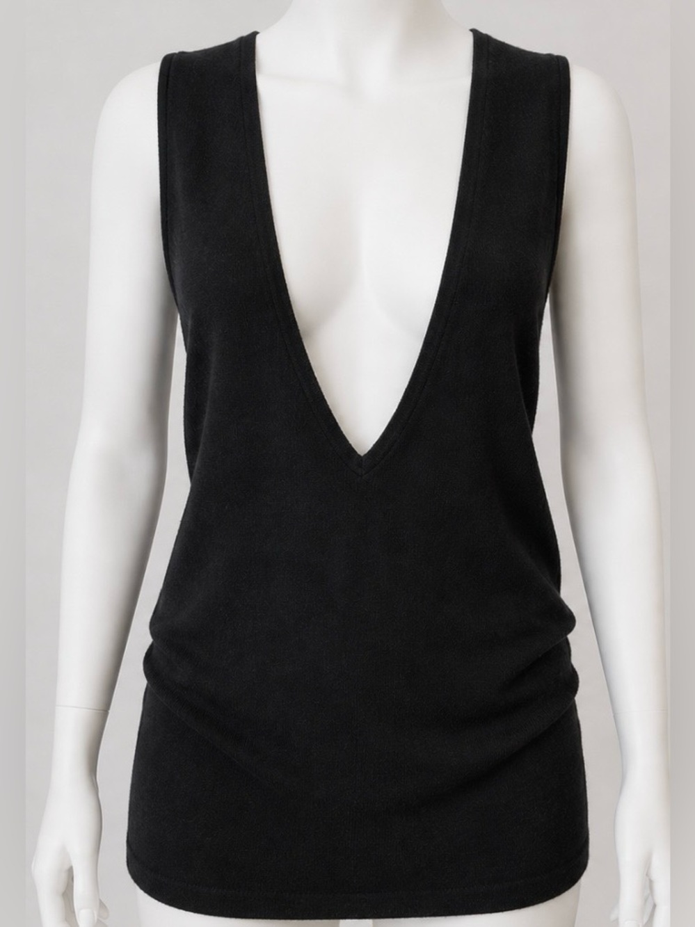 PAULA THOMAS 4 THOMAS WYLDE Cashmere Rhinestone Cross Knit Vest Sweater Gothic